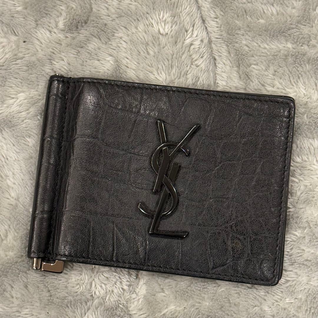 ⭐️極美品⭐️　サンローラン　YSL カサンドラ　クロコ型押し　マネークリップ