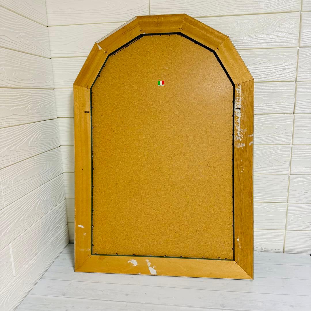 レア！ イタリア製　アンティーク ミラー 八角形 壁掛け鏡 淡いグリーン