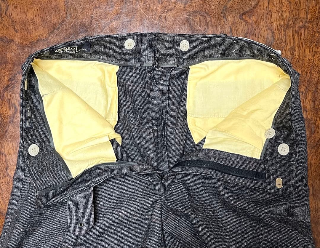 デッドストック 90s USA製 ポロ ラルフローレン ウールスラックス W32