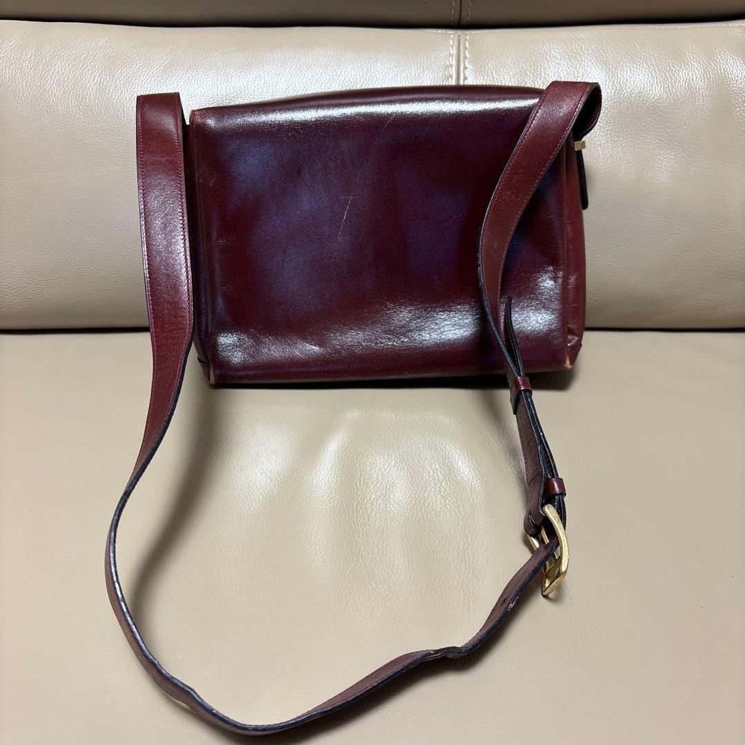 CELINE トリオンフ ヴィンテージショルダーバッグ ボックス レザーボルドー