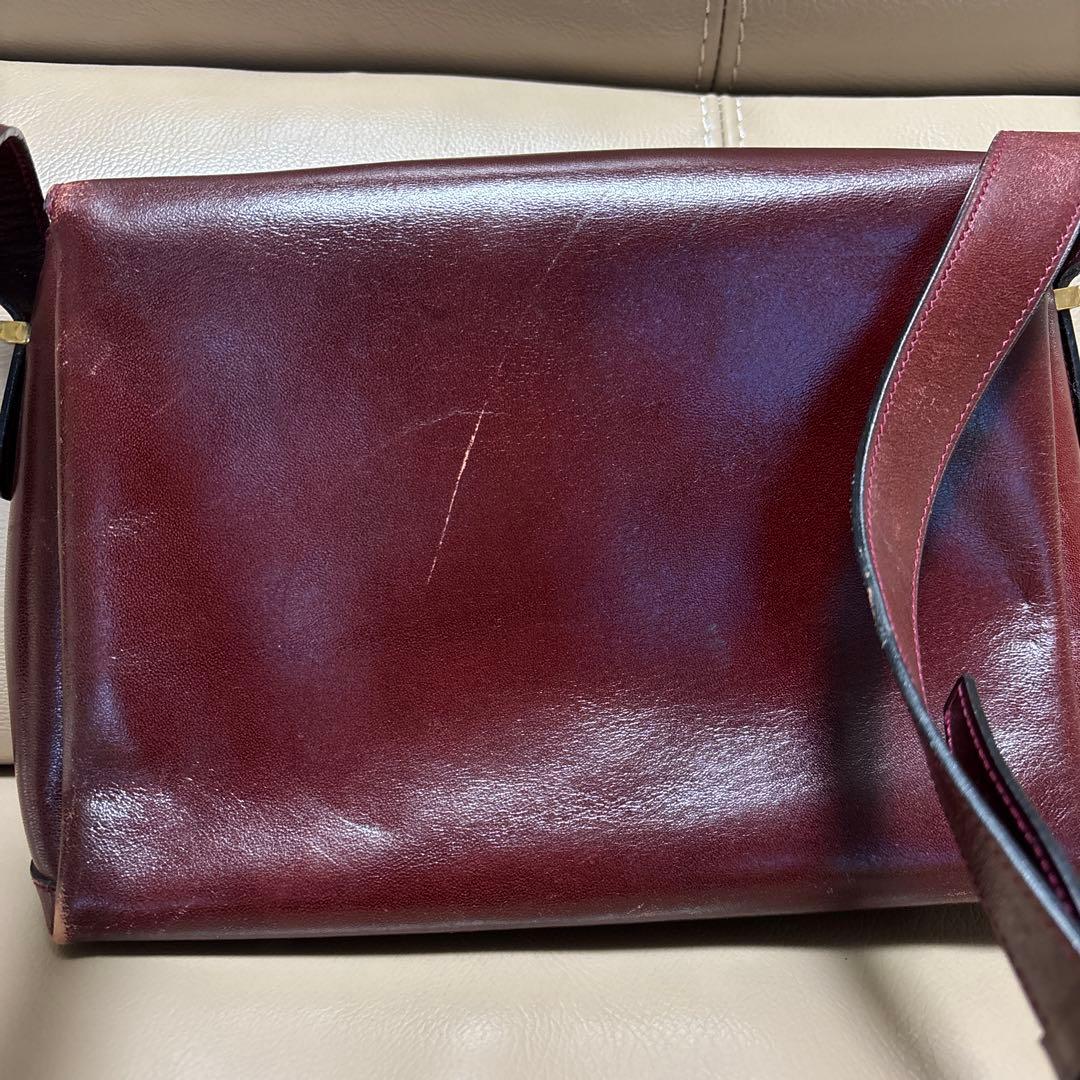 CELINE トリオンフ ヴィンテージショルダーバッグ ボックス レザーボルドー