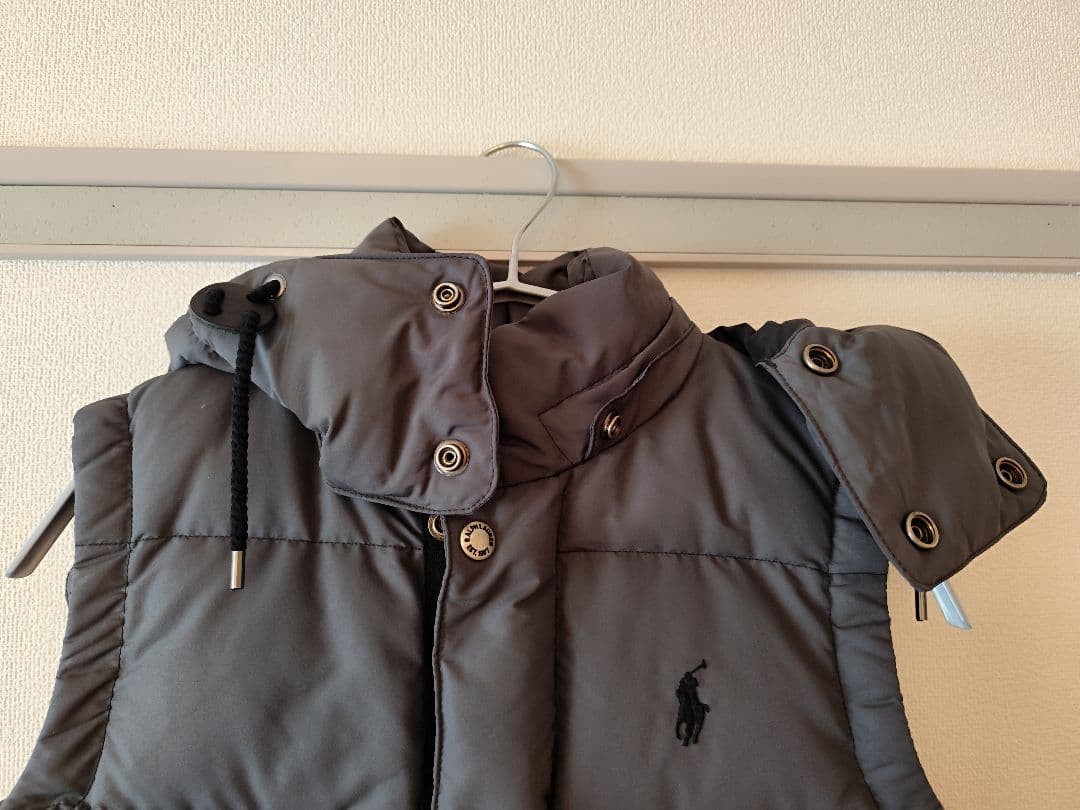 ポロ・ラルフ・ローレン フード付きダウンベスト グレー