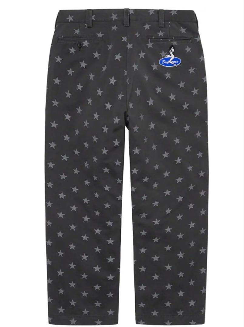 Supreme Chino Pant 星柄 チノパン 黒