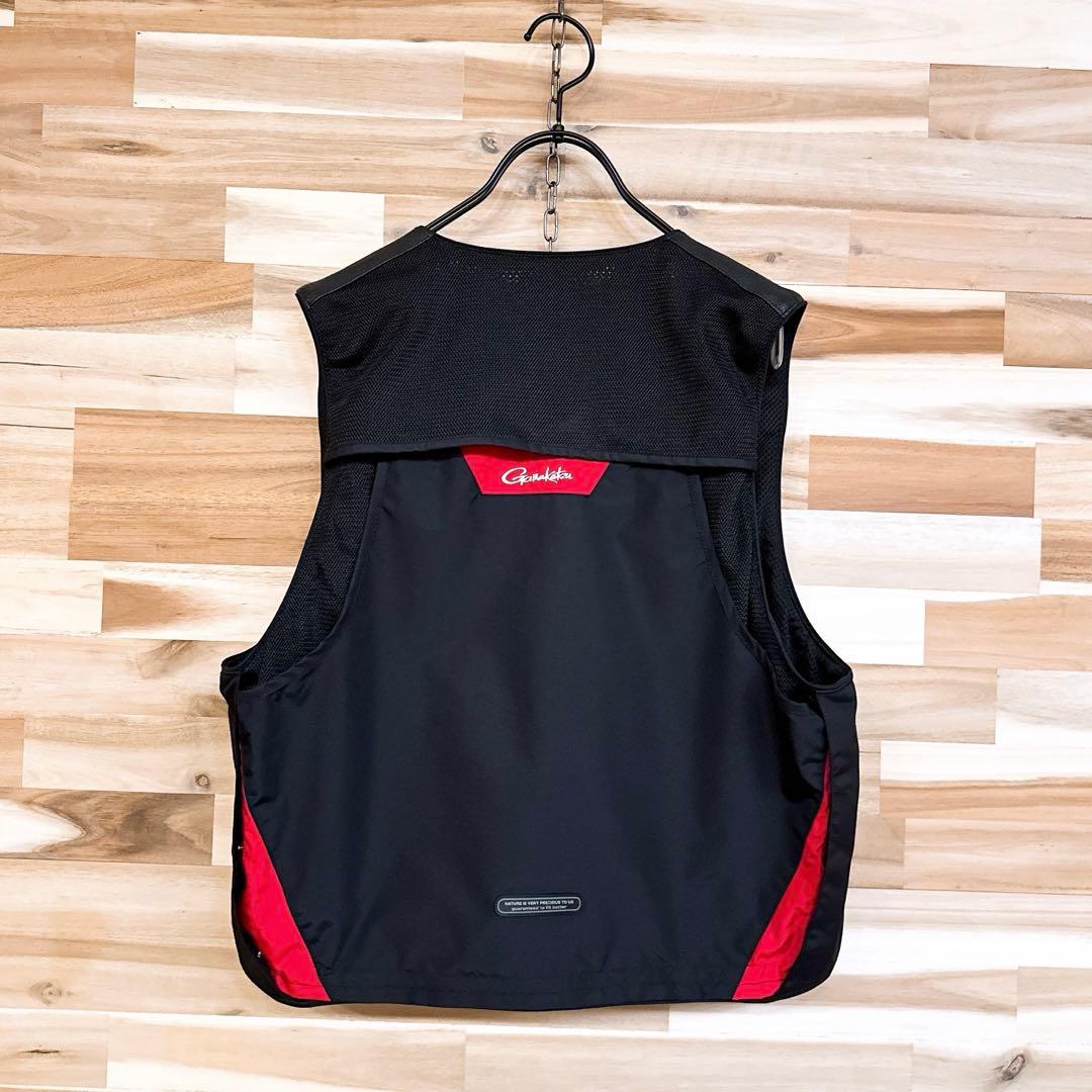 レア/廃番【がまかつ】フィッシングベストGM-2299 鮎ベスト釣り M 黒×赤