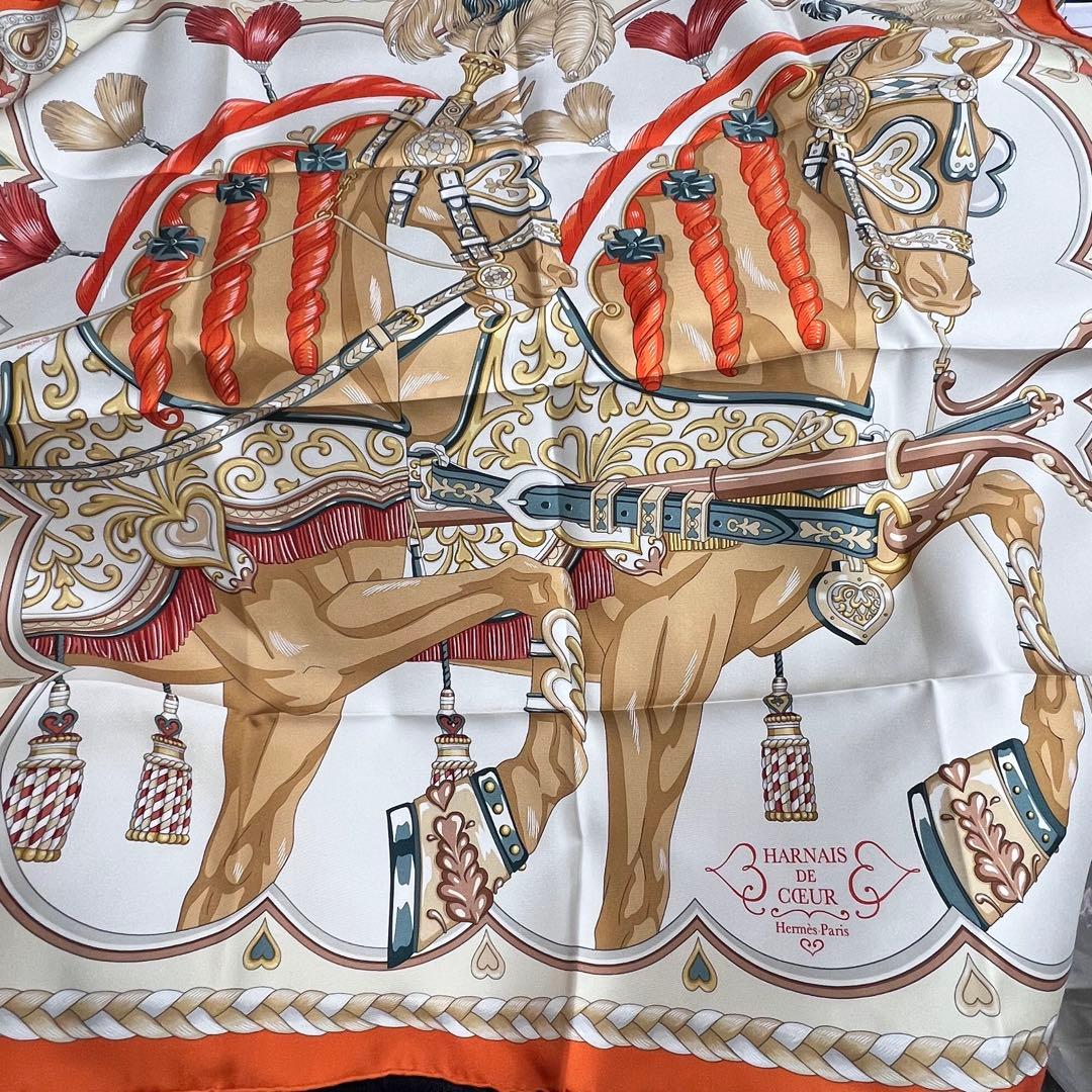Hermès HARNAS DE CŒUR スカーフ 90x90cm