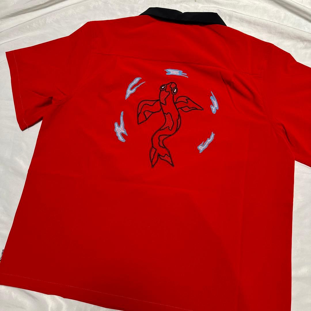 新品　NIKE SB ショートスリーブ ボウリングシャツ　レッド　鯉　L