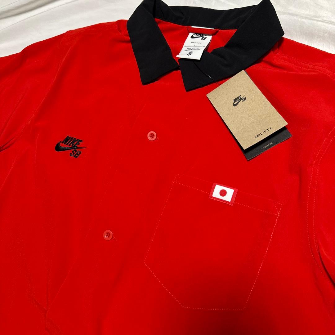 新品　NIKE SB ショートスリーブ ボウリングシャツ　レッド　鯉　L