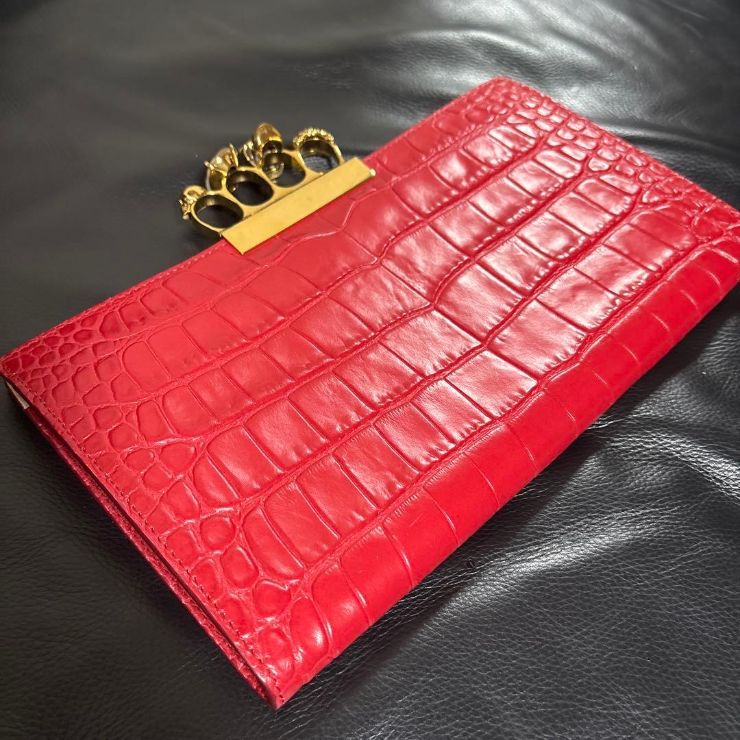 美品☆アレキサンダーマックイーン クロコ型押し クラッチバッグ