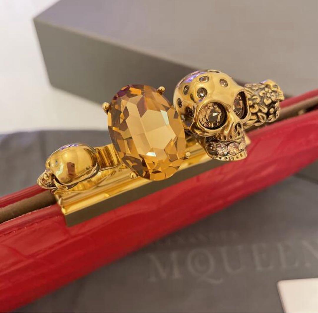 美品☆アレキサンダーマックイーン クロコ型押し クラッチバッグ