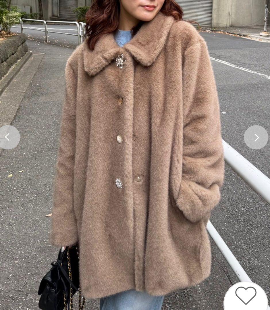 【LILY BROWN×MARY QUANT】デイジービジュー釦ファーコート