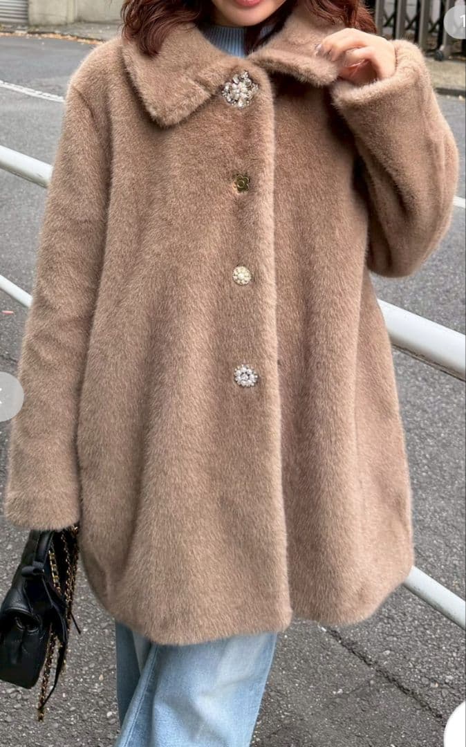 【LILY BROWN×MARY QUANT】デイジービジュー釦ファーコート