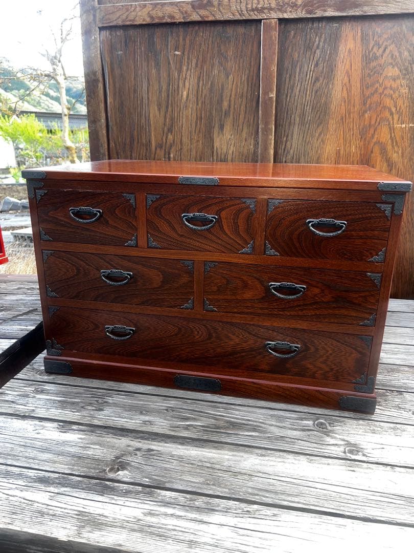 43 ケヤキ作り 桐材 民芸家具 小箪笥 定価80000円