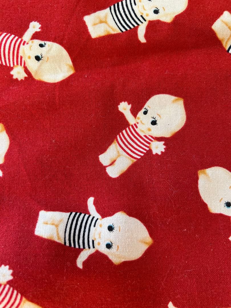 キューピー柄　小紋着物　洗える着物　赤　レア　綿