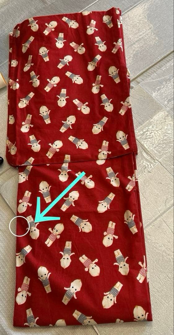 キューピー柄　小紋着物　洗える着物　赤　レア　綿