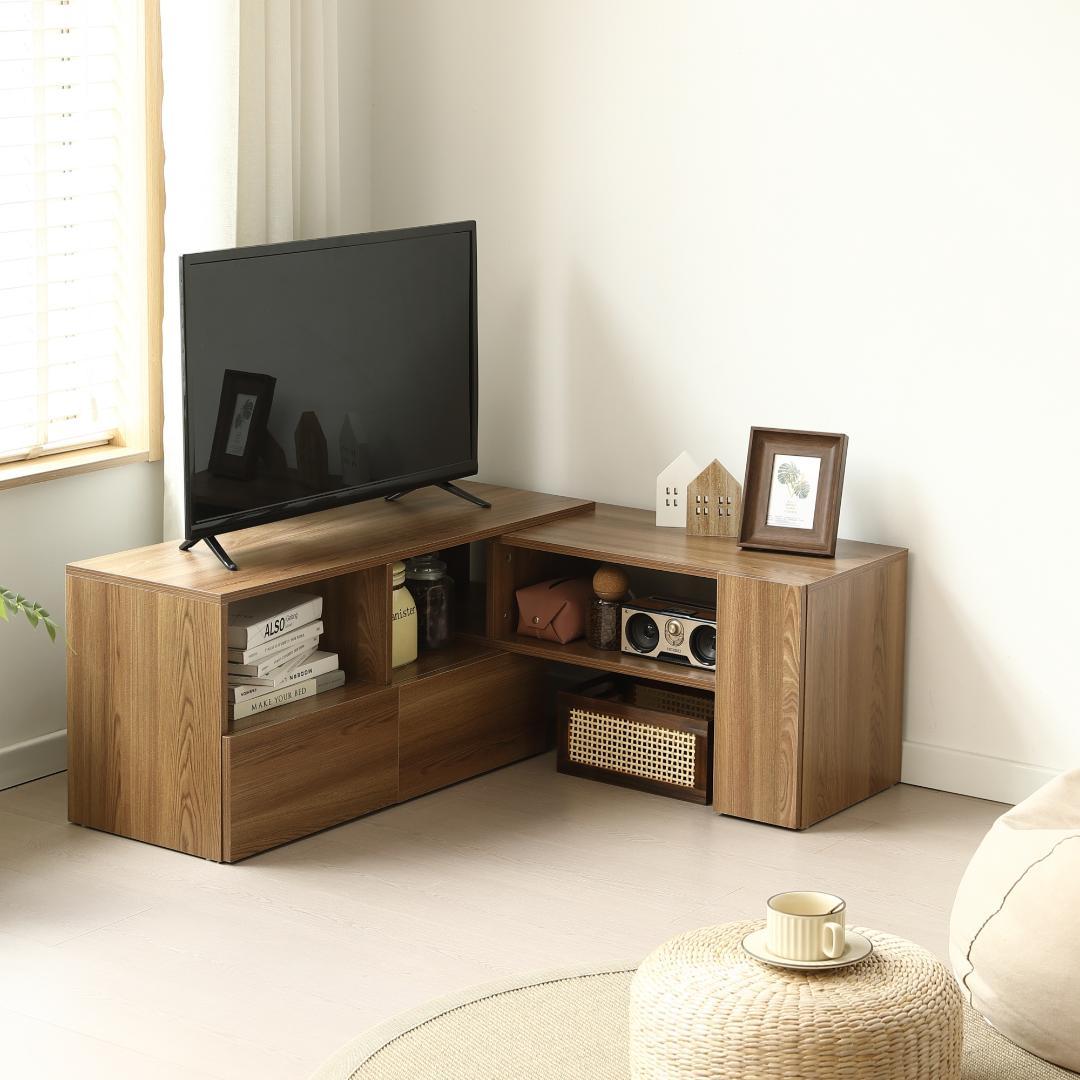 大人気！テレビ台 ローボード 収納 伸縮自由 幅95～169cmBrown