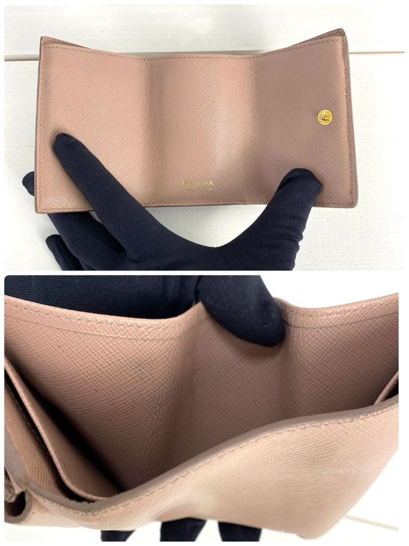美品✨PRADA 3つ折り財布　サフィアーノ　メタルロゴ