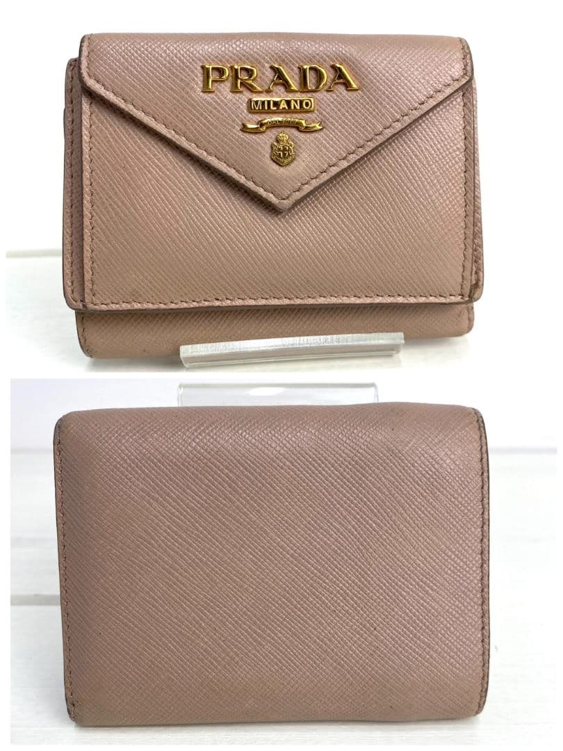 美品✨PRADA 3つ折り財布　サフィアーノ　メタルロゴ