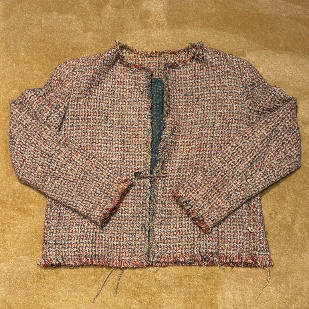 45R ツイード ノーカラージャケット