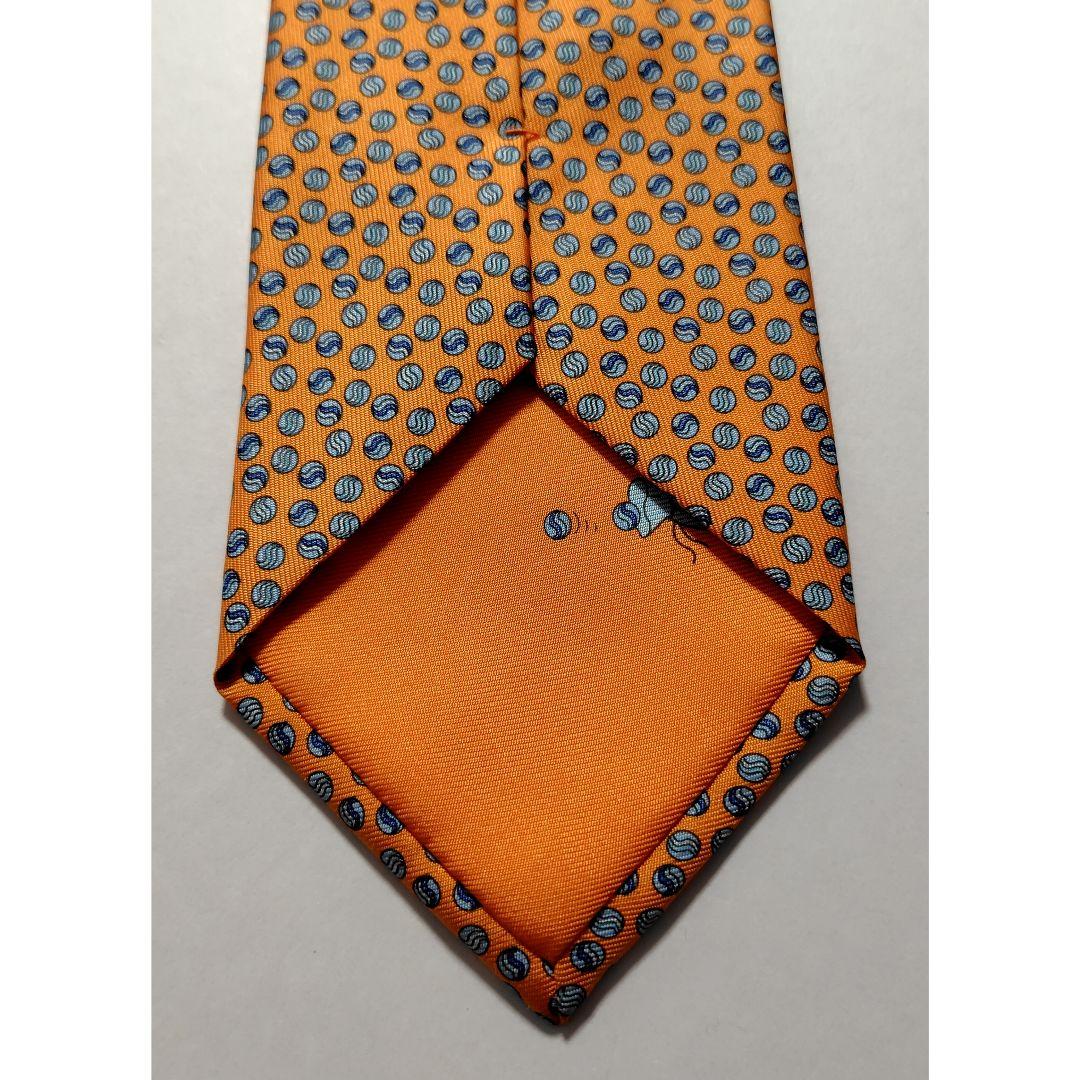 HERMES シルクツイル ネクタイ オレンジ 柄