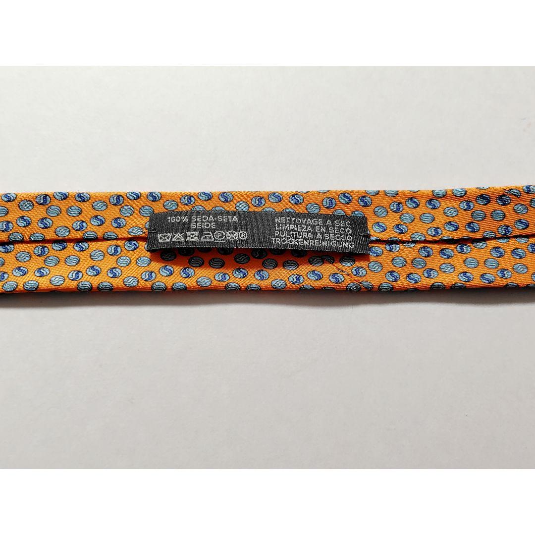 HERMES シルクツイル ネクタイ オレンジ 柄