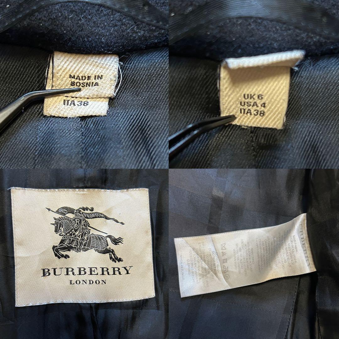 バーバリーロンドン カシミヤ混 ウールトレンチコート シャドーチェック