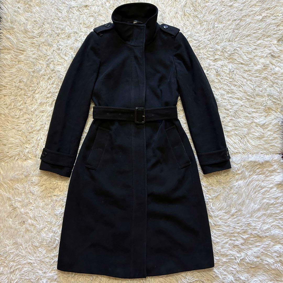 バーバリーロンドン カシミヤ混 ウールトレンチコート シャドーチェック