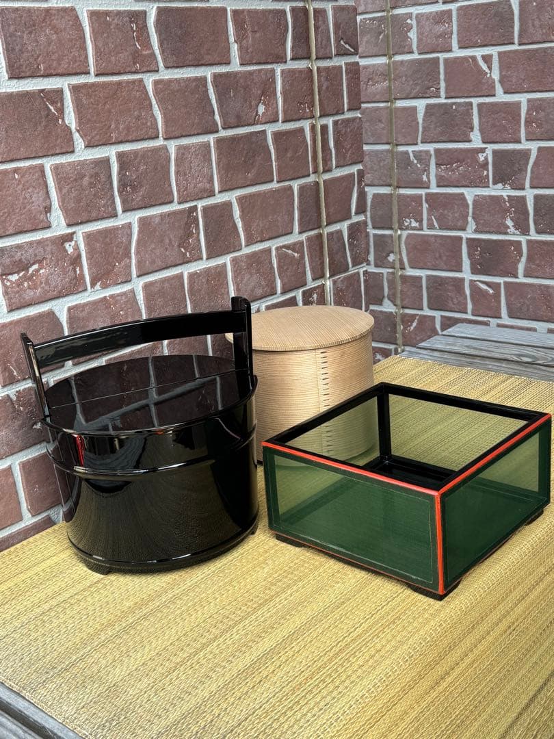 茶道具 黒真塗 手桶 水指 螢籠炭斗　曲水差　紙箱付