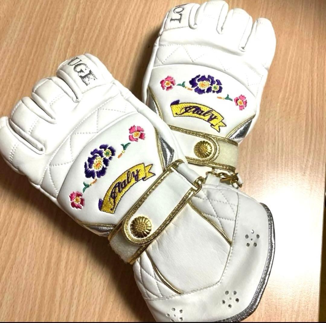 【お値下げ中】レディース　青と白のスキーウェア上下　グローブ（手袋）靴下付き