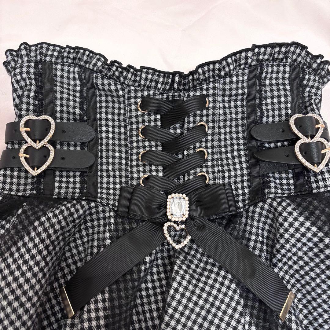 LIZLISA ‪‪❤︎‬ レースアップコルセットライクスカパン グレー