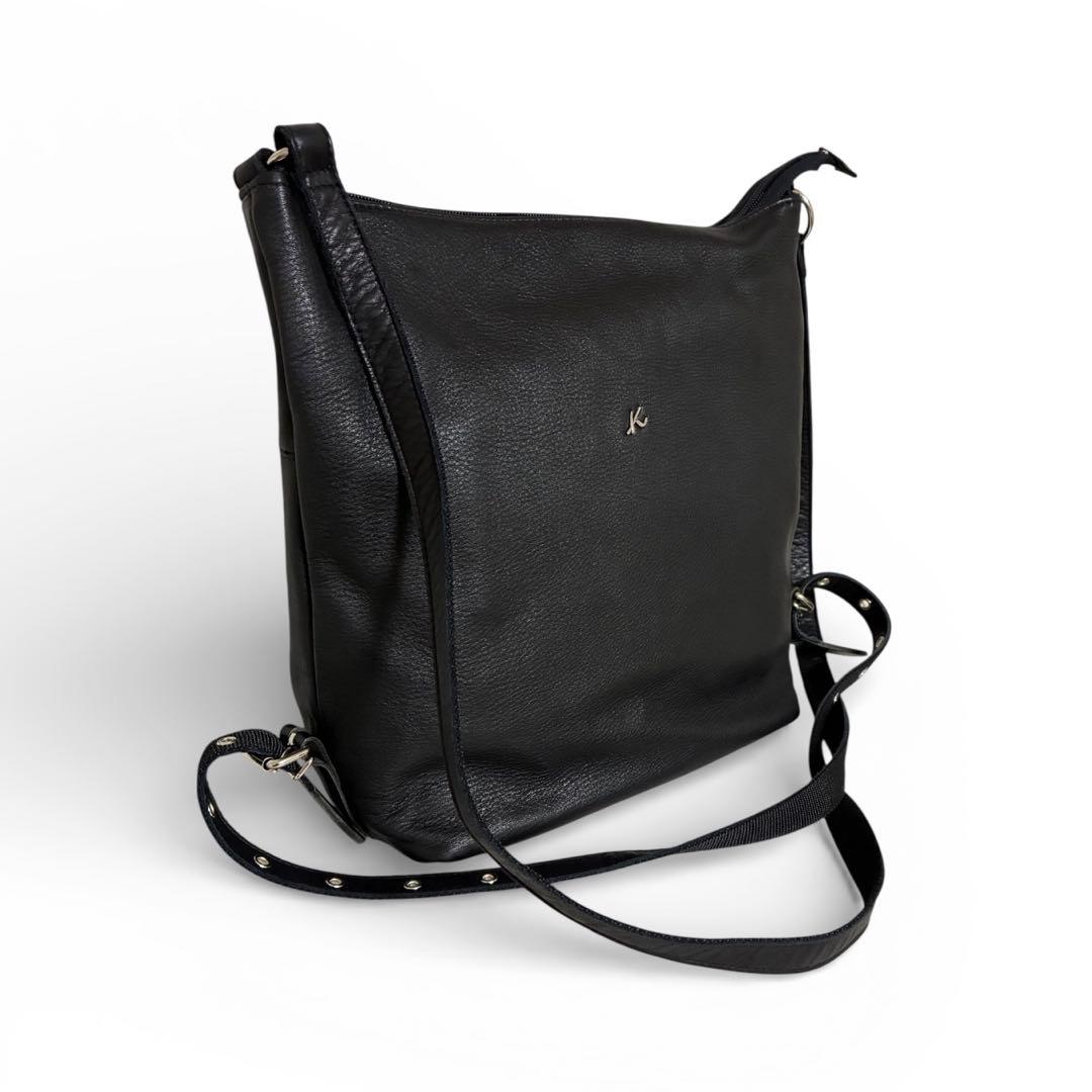 【まみ様】　　　　　　　　　キタムラ 2WAY ショルダーバッグ 黒牛革 美品
