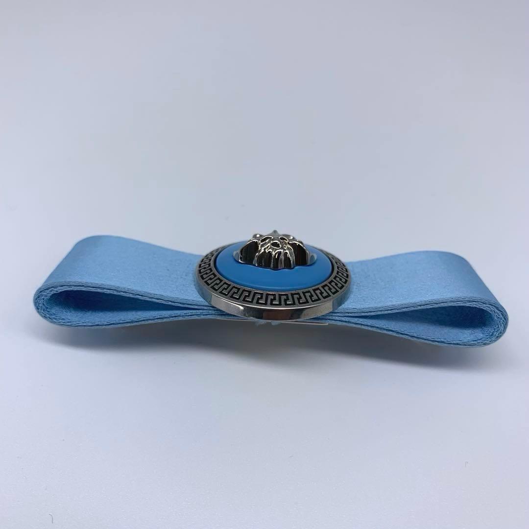 E33美品◆VERSACE【メデューサ◆ヘアピン/ヘアクリップ】サテン シルバー