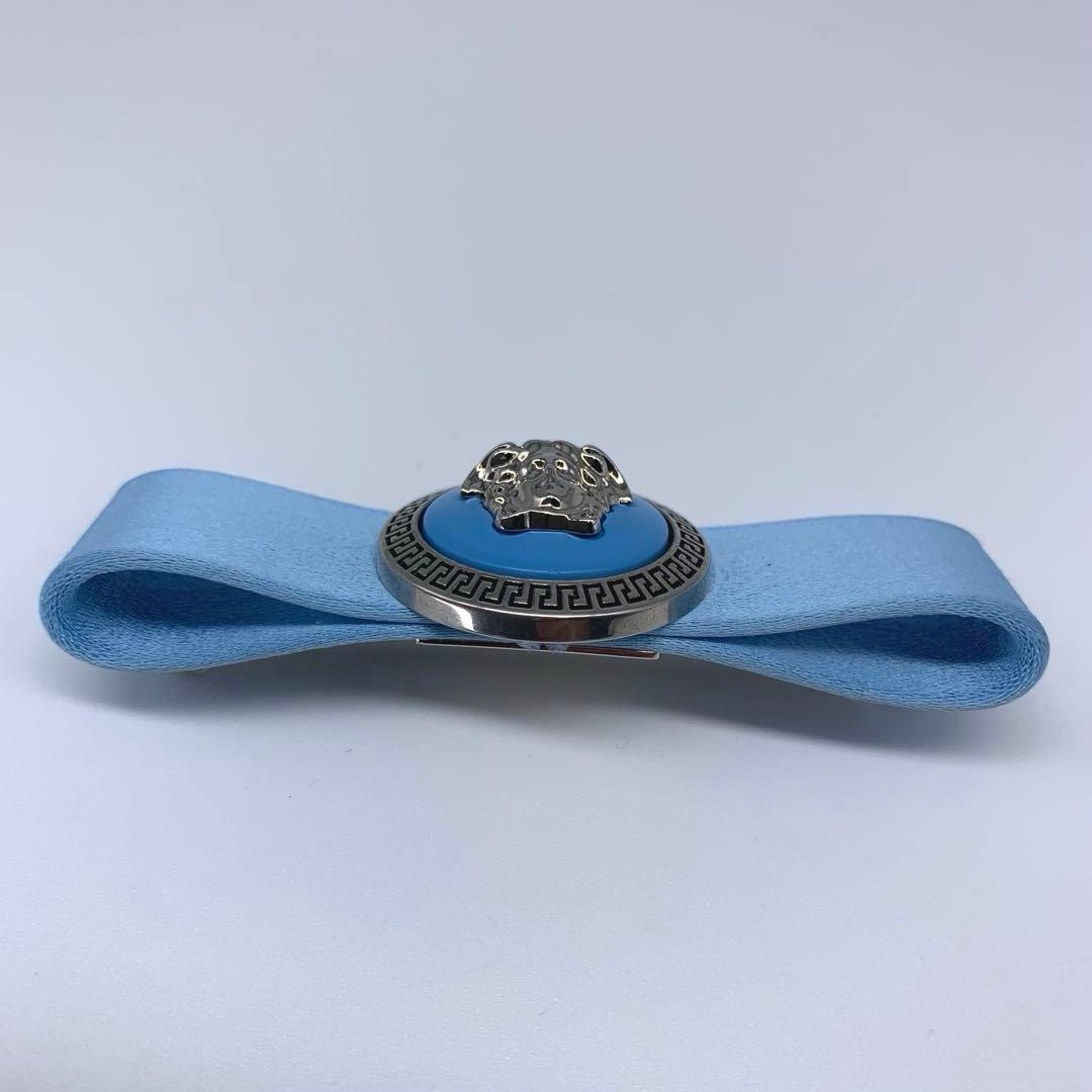 E33美品◆VERSACE【メデューサ◆ヘアピン/ヘアクリップ】サテン シルバー