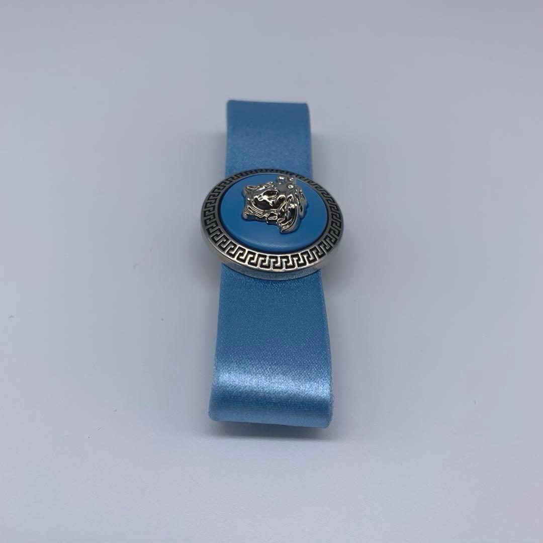 E33美品◆VERSACE【メデューサ◆ヘアピン/ヘアクリップ】サテン シルバー