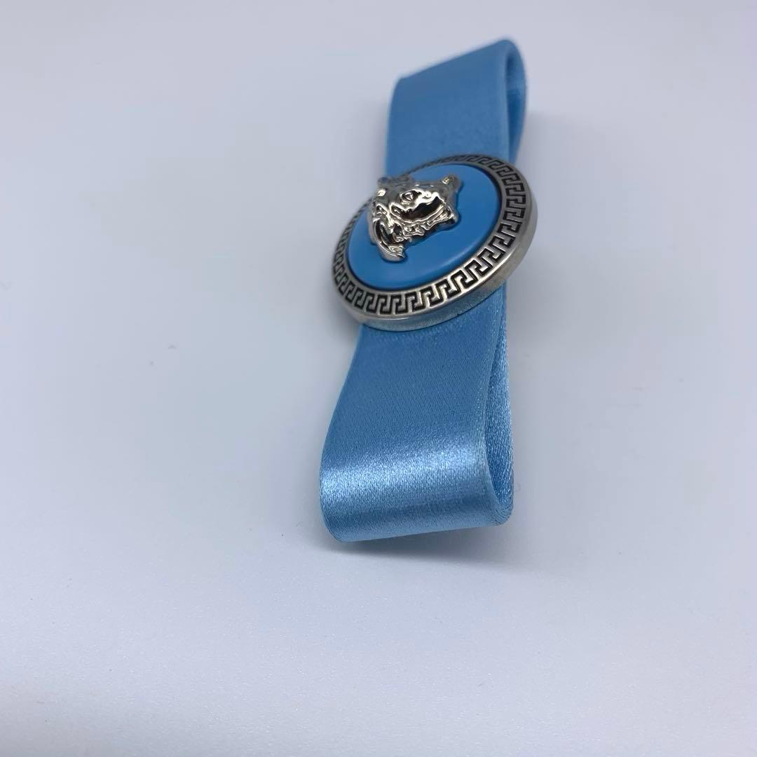 E33美品◆VERSACE【メデューサ◆ヘアピン/ヘアクリップ】サテン シルバー