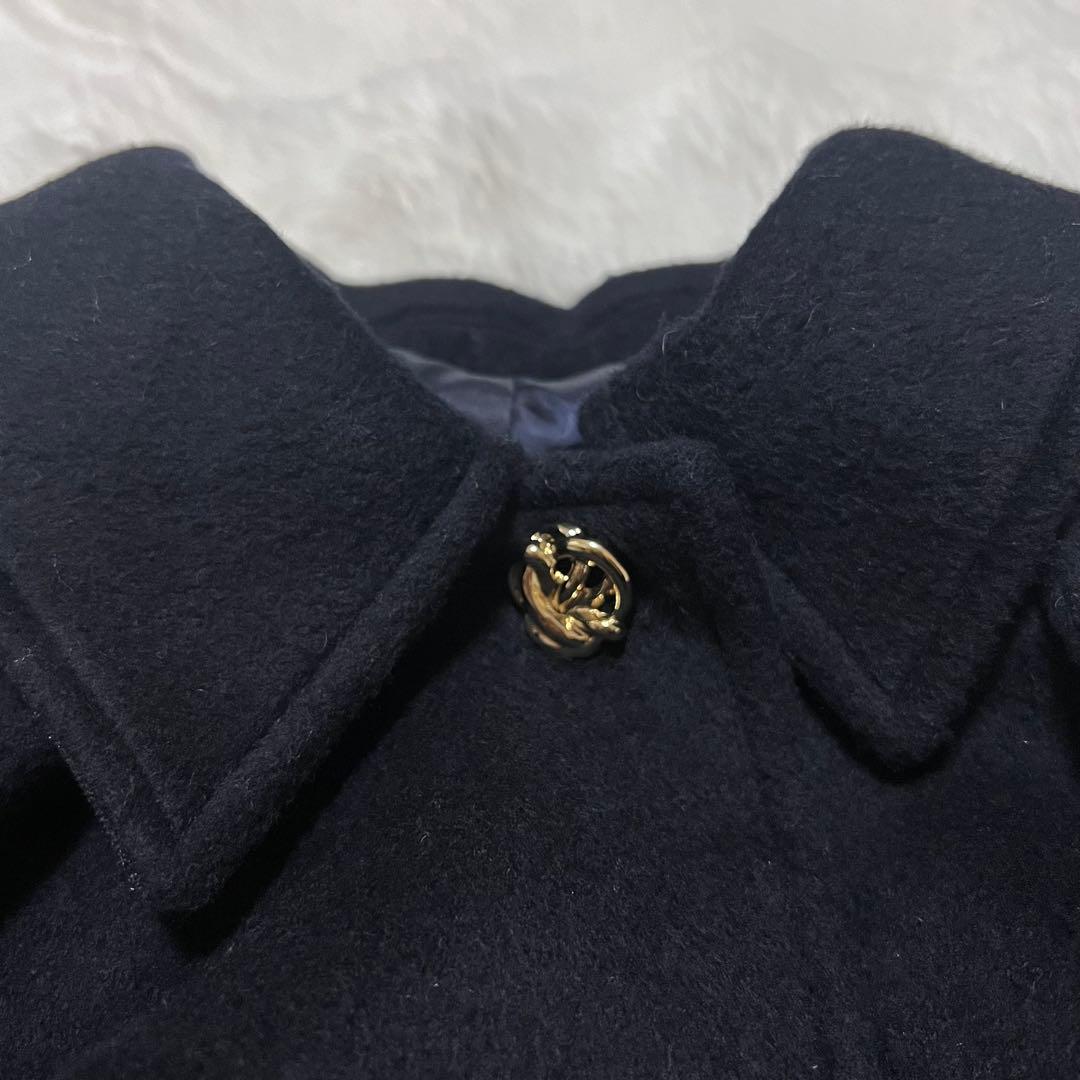 【新品 タグ LILY BROWN ミドルケープコート ダークネイビー ウール