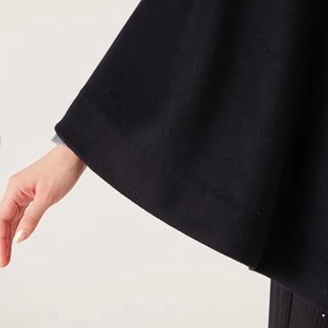 【新品 タグ LILY BROWN ミドルケープコート ダークネイビー ウール