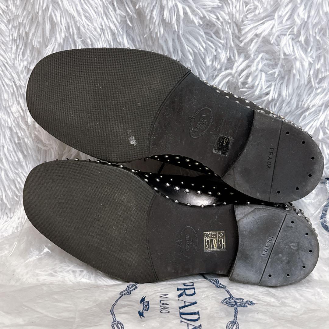 k*読様 PRADA プラダ ダービーシューズ スタッズシューズ レザー 革靴