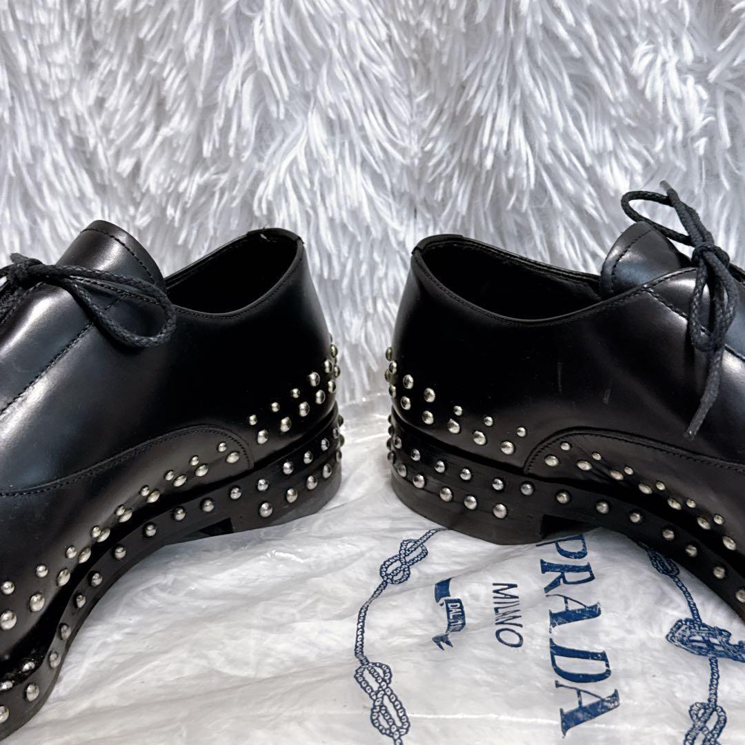 k*読様 PRADA プラダ ダービーシューズ スタッズシューズ レザー 革靴