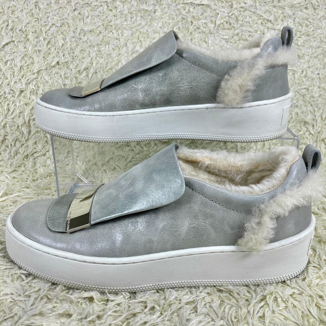 『美品』セルジオロッシ SR1 スリッポン 厚底 スニーカー ボア レザー