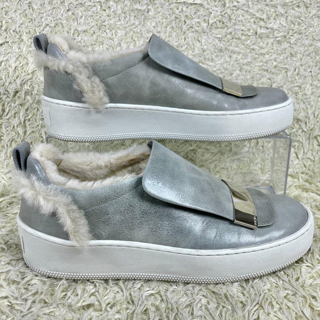 『美品』セルジオロッシ SR1 スリッポン 厚底 スニーカー ボア レザー