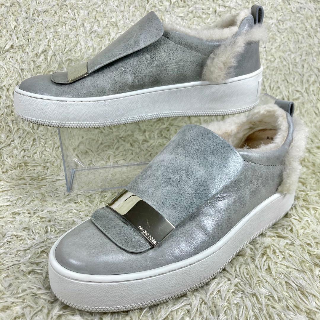 『美品』セルジオロッシ SR1 スリッポン 厚底 スニーカー ボア レザー