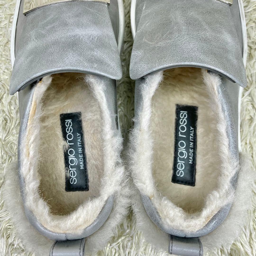 『美品』セルジオロッシ SR1 スリッポン 厚底 スニーカー ボア レザー