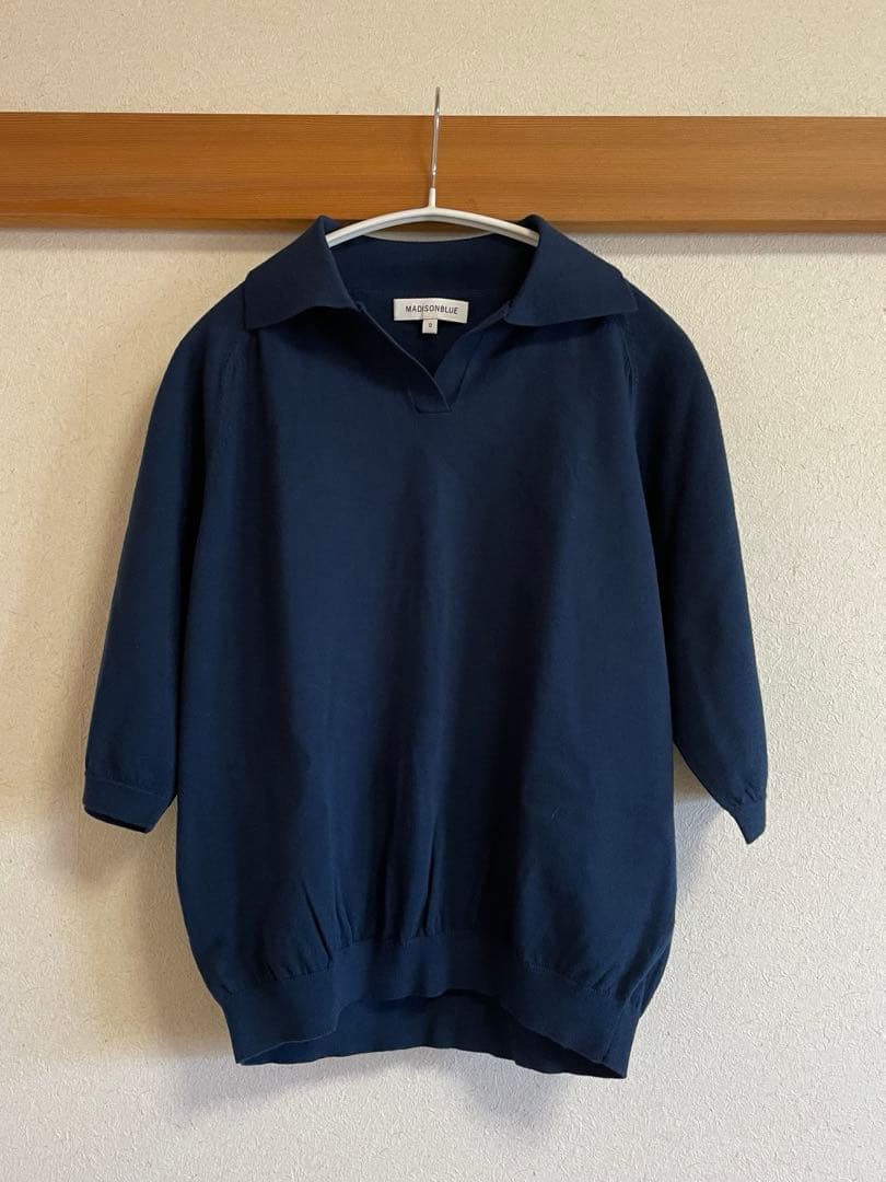MADISONBLUEマディソンブルー✴︎ネイビー ニットポロシャツ