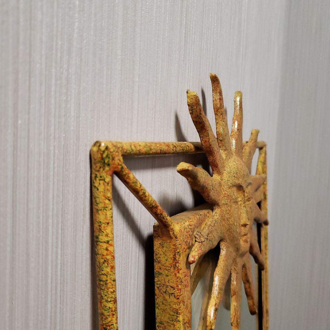 太陽 アイアン ウォールミラー 姿見 82×32cm 鉄 壁掛け鏡 ヴィンテージ