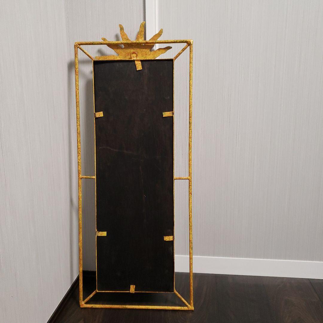 太陽 アイアン ウォールミラー 姿見 82×32cm 鉄 壁掛け鏡 ヴィンテージ