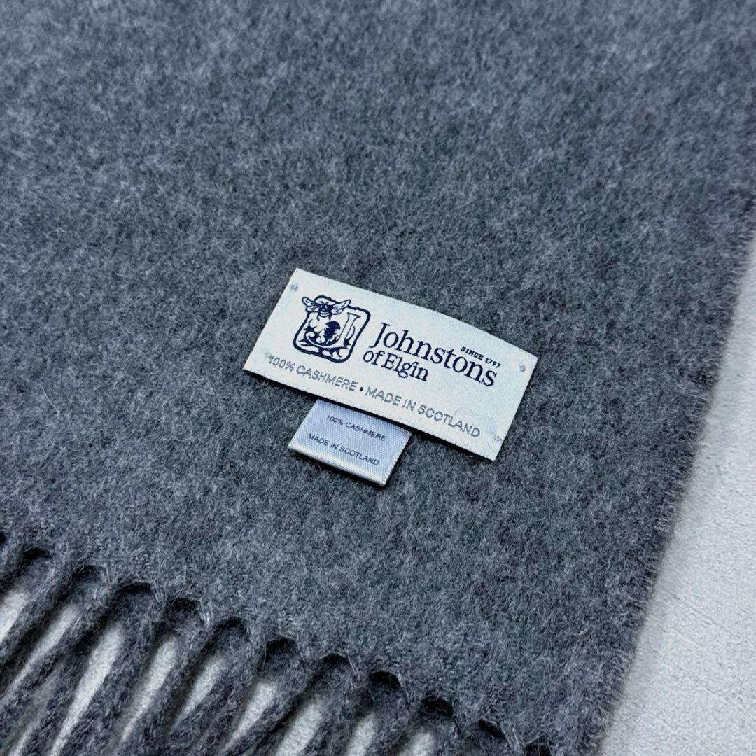 美品 ジョンストンズ カシミヤストール ミディアムグレー