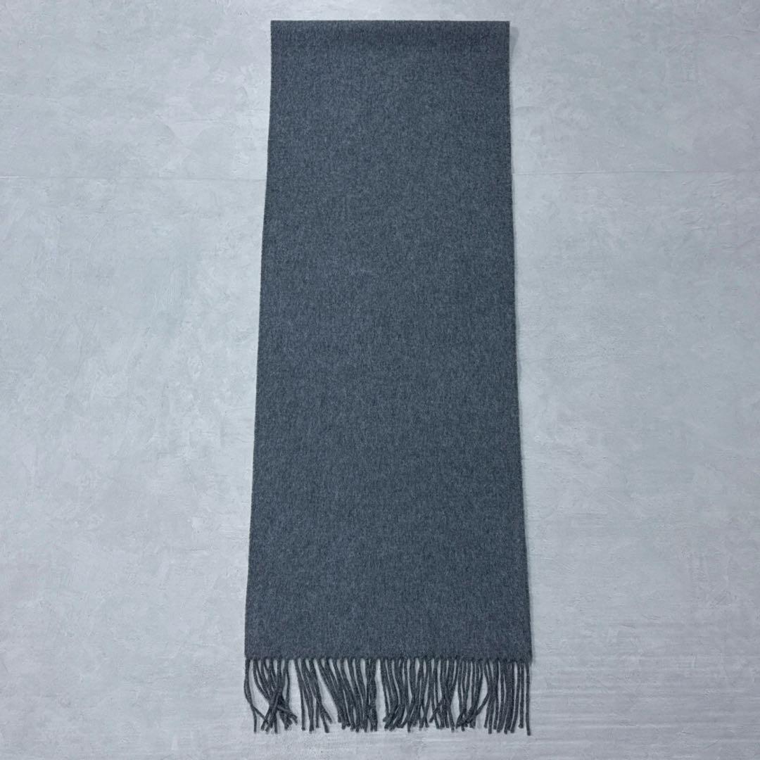美品 ジョンストンズ カシミヤストール ミディアムグレー