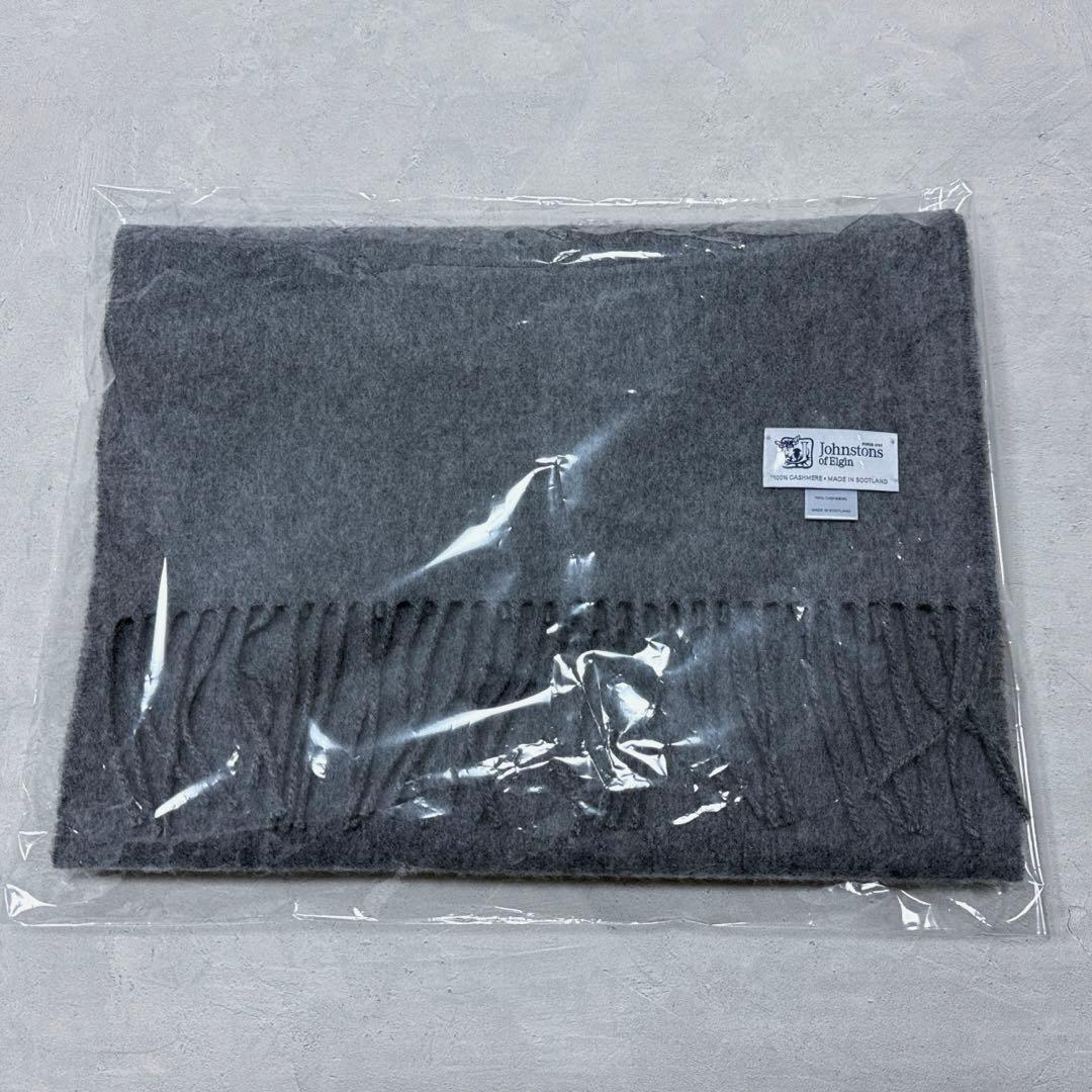 美品 ジョンストンズ カシミヤストール ミディアムグレー