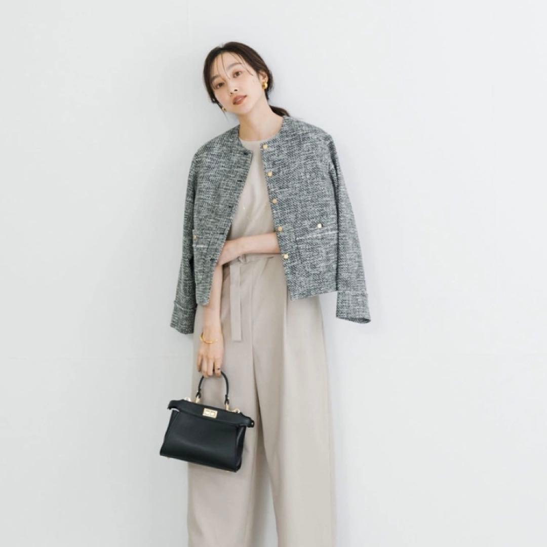 【新品未使用】URBAN RESEARCHツイードノーカラージャケット