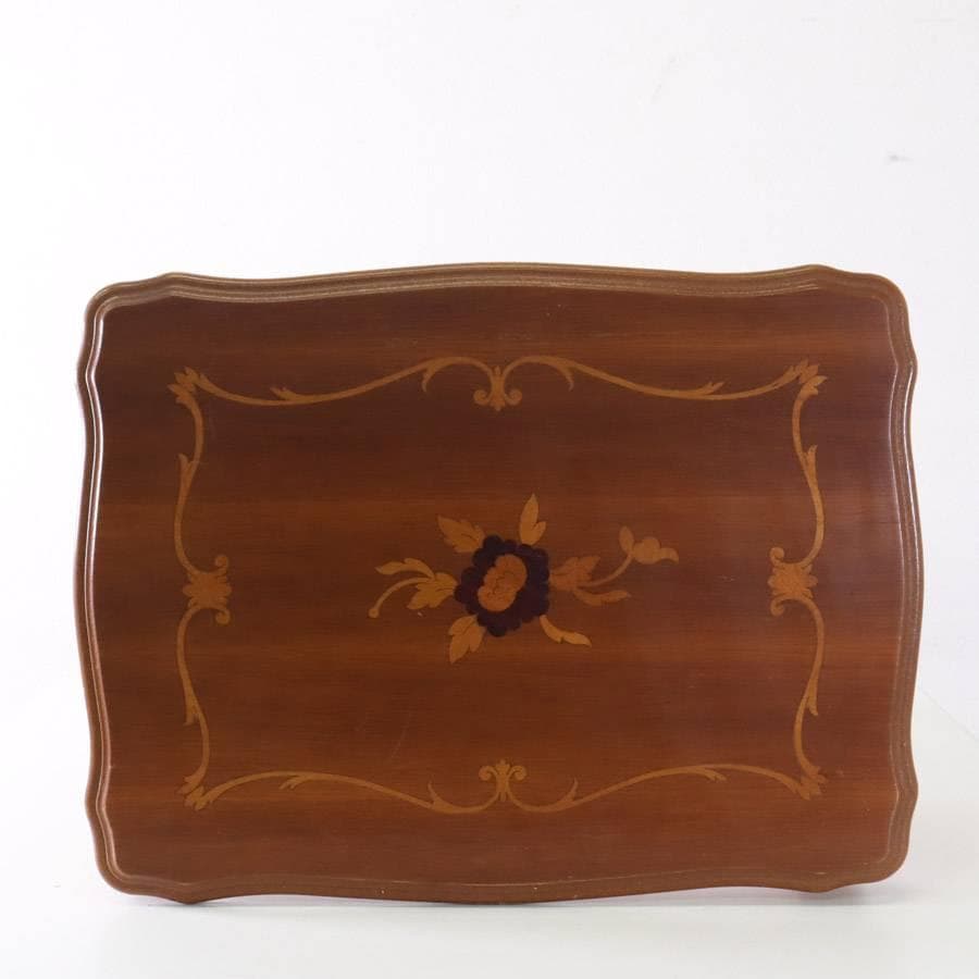 イタリア製クラシカル家具 象嵌細工 猫脚 ネストテーブル 中 幅45cm